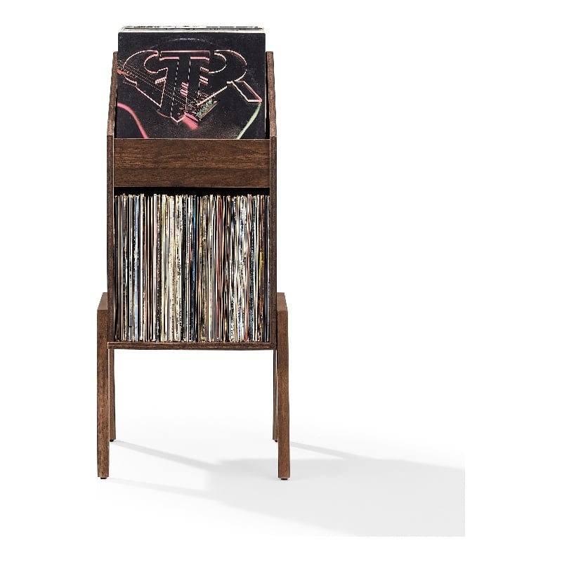 Crosley Furniture Luna Single Record Stand w Crate-Style Storage in Walnut