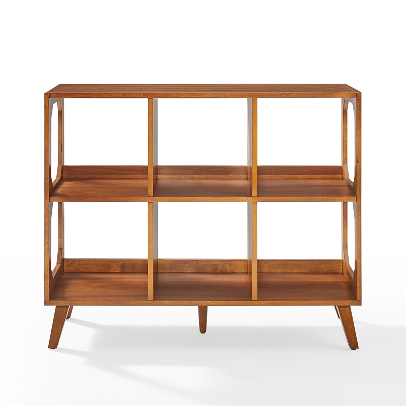 Crosley Furniture Asheville 6 Cube Record Player Stand w Storage in Walnut