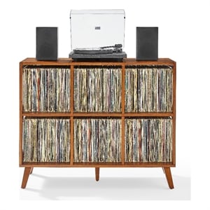 Crosley Furniture Asheville 6 Cube Record Player Stand w Storage in Walnut