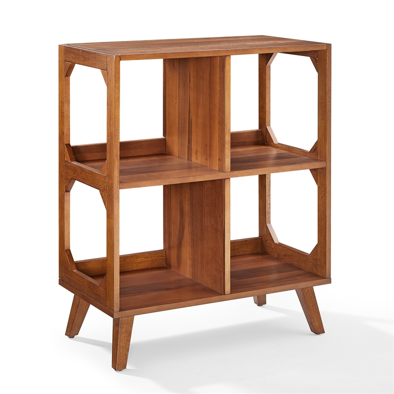Crosley Furniture Asheville 4 Cube Record Player Stand w Storage in Walnut