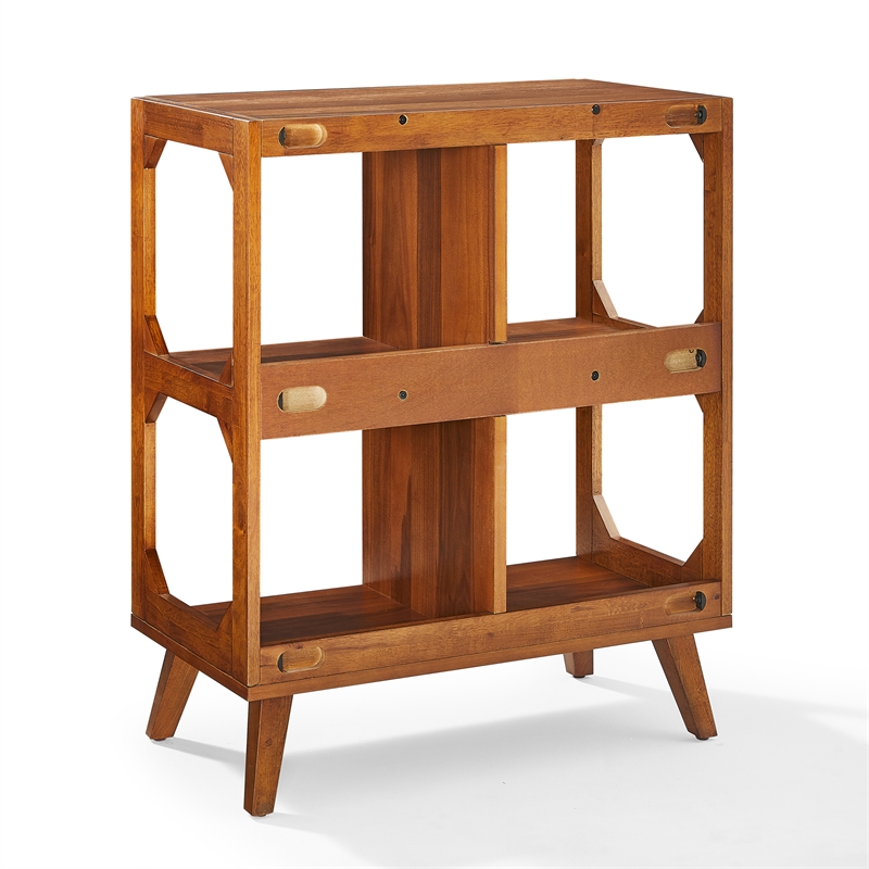 Crosley Furniture Asheville 4 Cube Record Player Stand w Storage in Walnut