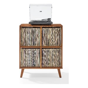Crosley Furniture Asheville 4 Cube Record Player Stand w Storage in Walnut