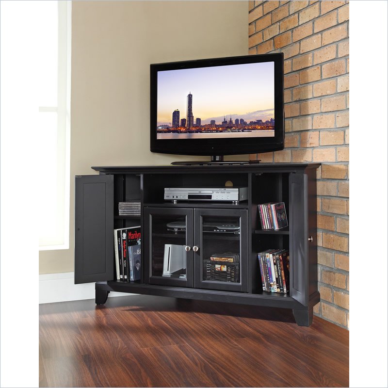 Crosley Furniture Newport 48" Corner TV Stand in Black KF10006CBK