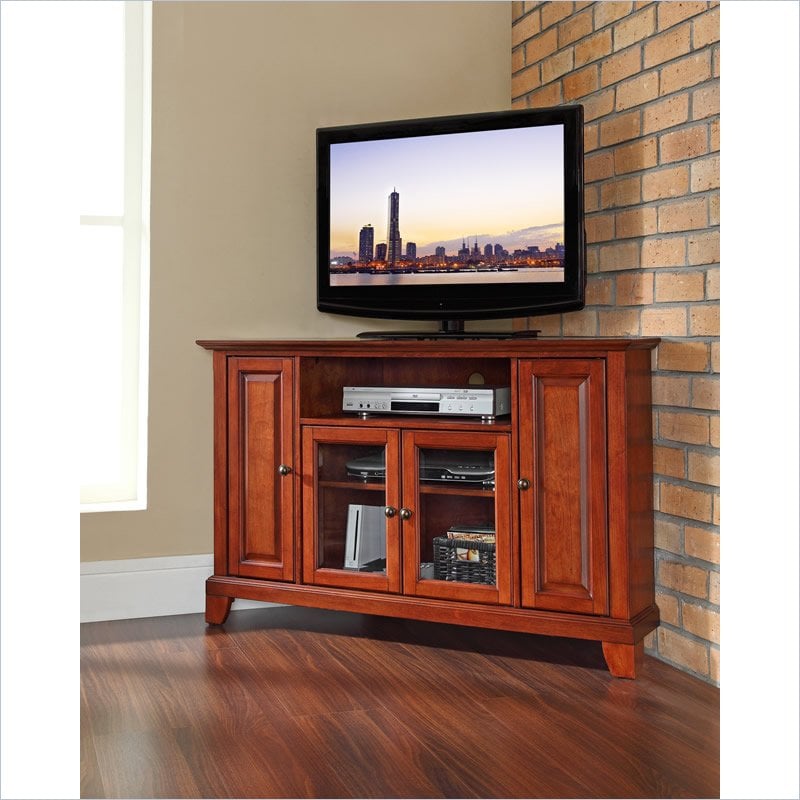 Crosley Furniture Newport 48" Corner TV Stand in Classic Cherry Finish   KF10006CCH