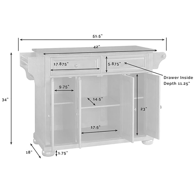 Crosley Furniture Alexandria MDF Wood Kitchen Island in Mahogany