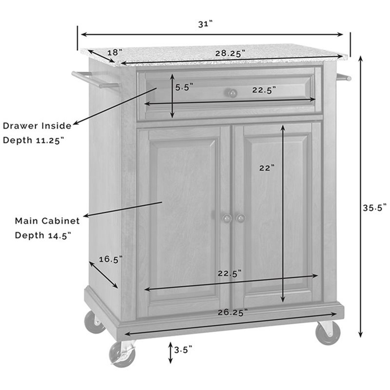 Crosley Furniture Wood Portable Kitchen Cart in Black & Silver