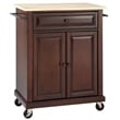 Crosley Furniture Natural Wood Top Portable Kitchen Cart in Mahogany