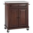 Crosley Furniture Wood Portable Kitchen Cart in Mahogany/Silver