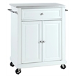 Crosley Furniture Wood Portable Kitchen Cart in White and Silver