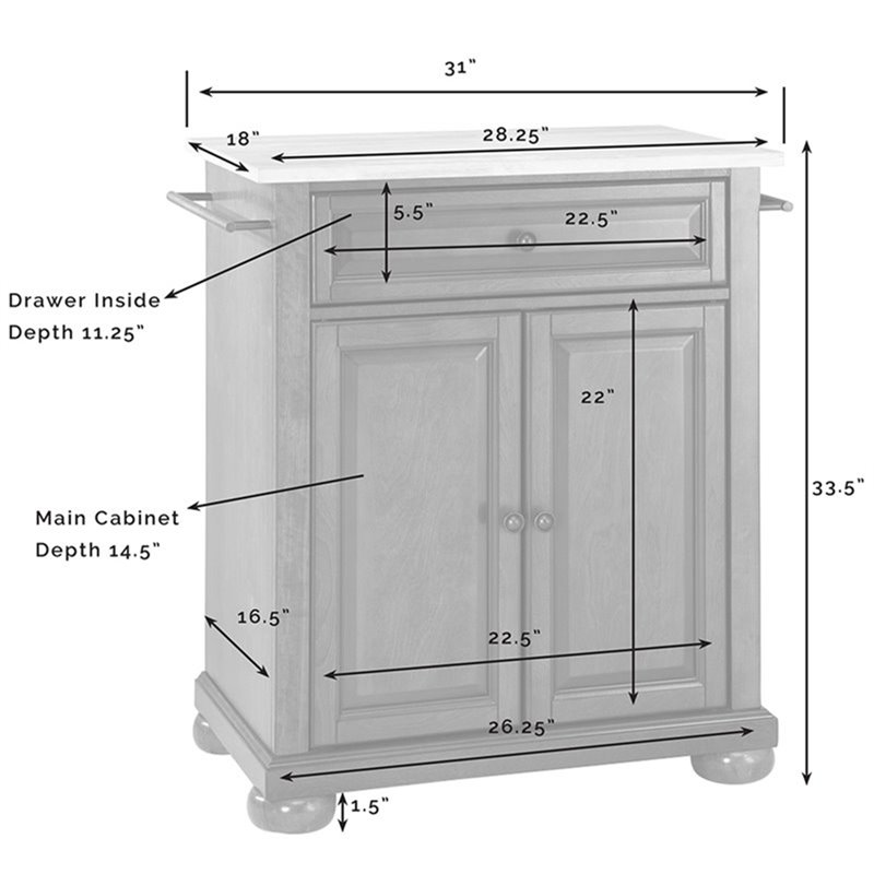 Crosley Furniture Alexandria Wood Portable Kitchen Island in Mahogany/Silver