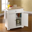 Crosley Furniture Alexandria Natural Wood Top Portable Kitchen Island in White