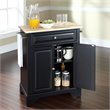 Crosley Furniture LaFayette Natural Wood Top Portable Kitchen Island in Black