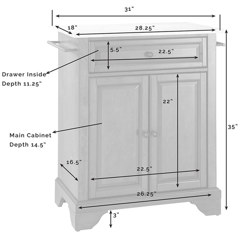 Crosley Furniture LaFayette Natural Wood Top Portable Kitchen Island in Mahogany