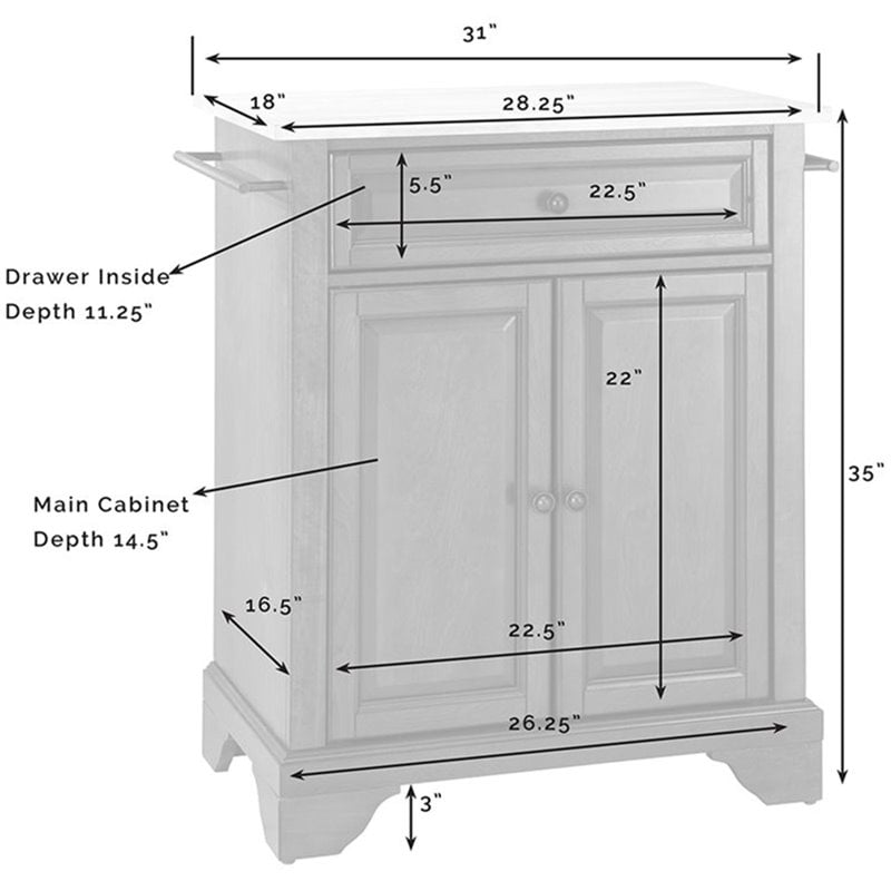 Crosley Furniture LaFayette Natural Wood Top Portable Kitchen Island in White