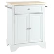 Crosley Furniture LaFayette Natural Wood Top Portable Kitchen Island in White