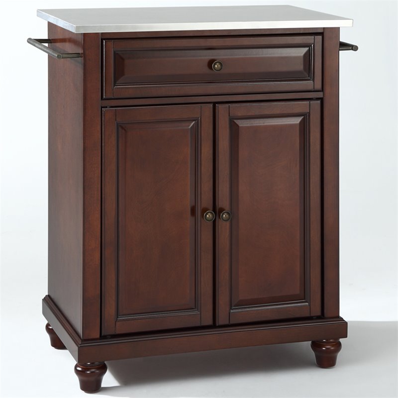 Crosley Furniture Cambridge Wood Top Portable Kitchen Island in Mahogany