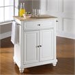 Crosley Furniture Cambridge Natural Wood Top Portable Kitchen Island in White