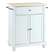Crosley Furniture Cambridge Natural Wood Top Portable Kitchen Island in White