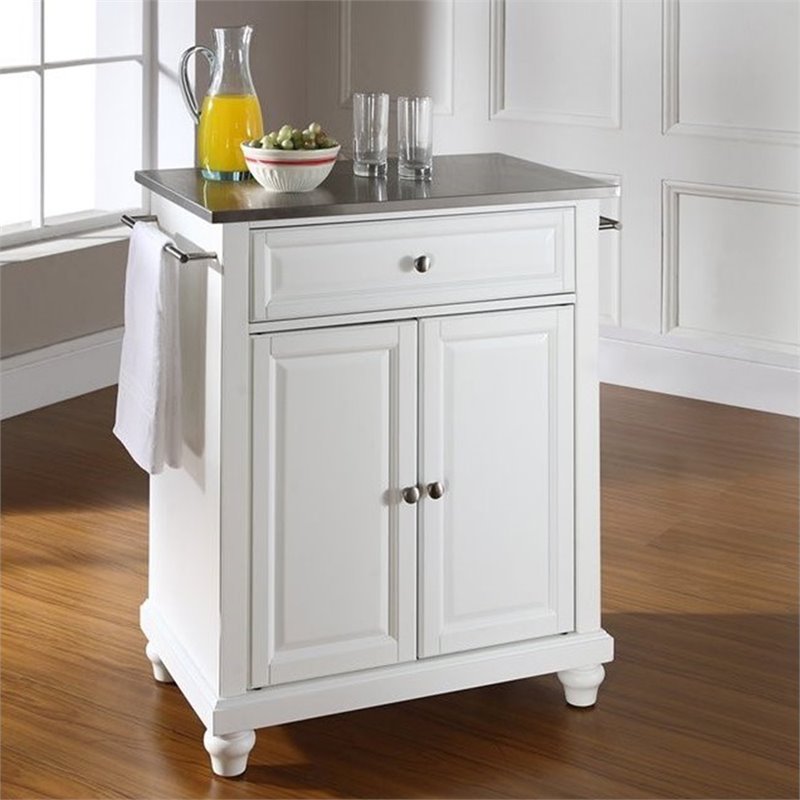 Crosley Furniture Cambridge Wood Top Portable Kitchen Island in White