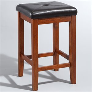 crosley faux leather tufted bar stool in cherry (set of 2)
