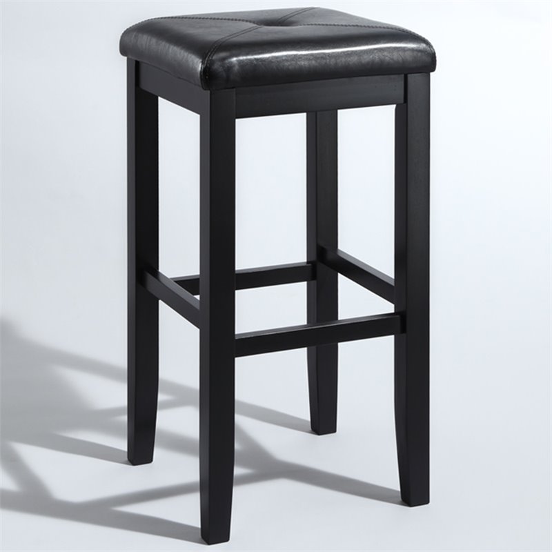 Crosley 29 Faux Leather Tufted Bar, Black Tufted Counter Stools