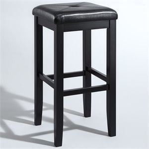 Crosley Furniture 29&quot Faux Leather Tufted Wood Bar Stool in Black (Set of 2)