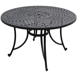 crosley sedona round metal patio dining table in charcoal black
