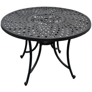 crosley sedona round metal patio dining table in charcoal black