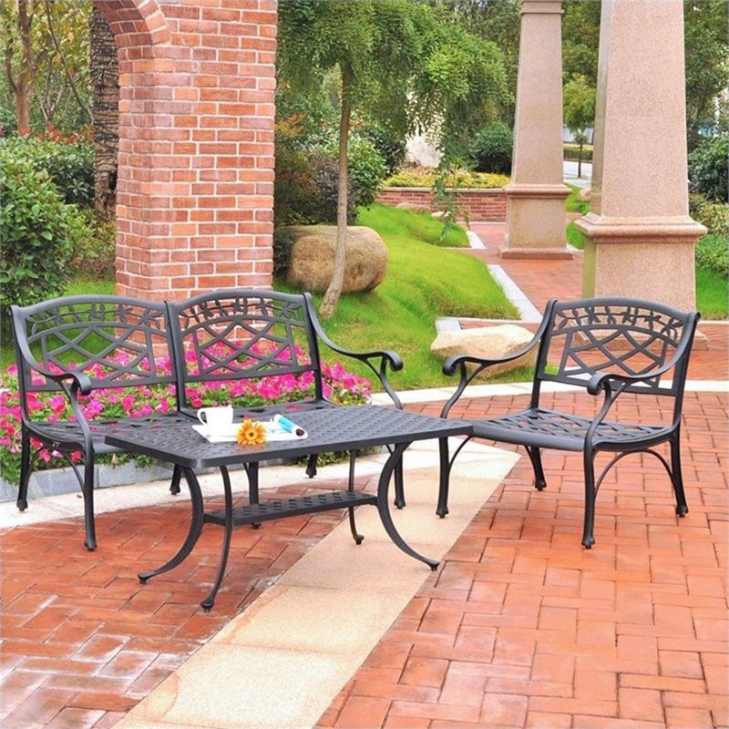 Crosley Furniture Sedona 3 Pc Black Outdoor Conversation Seating Set Crosley Furniture Sedona 3 Pc Black Outdoor Conversation Seating Set