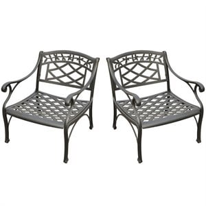 Crosley Furniture Sedona Aluminum Patio Club Chair in Charcoal Black (Set of 2)