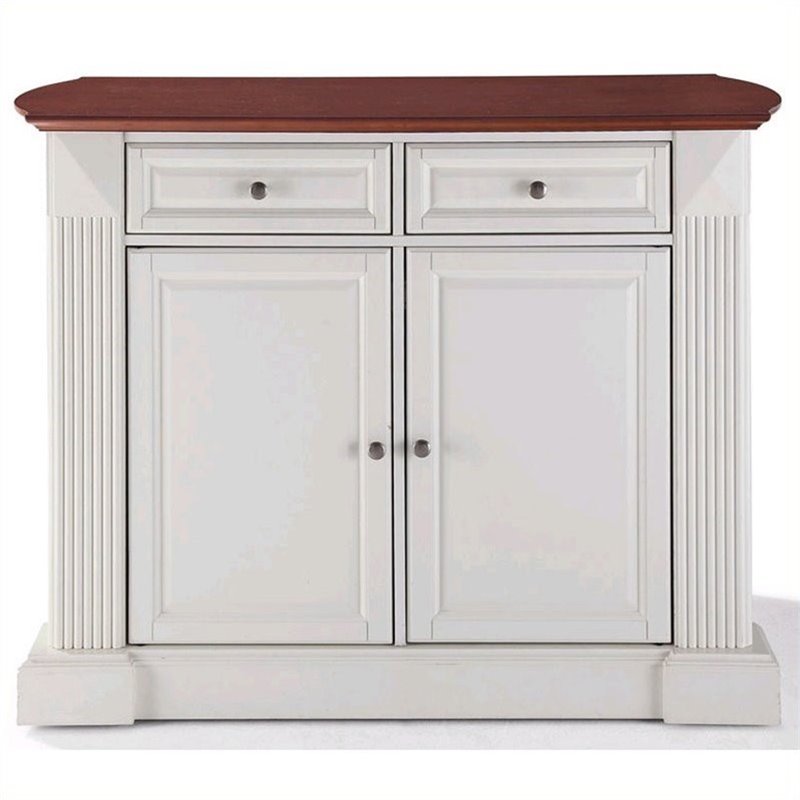 Crosley Coventry Wood Top Drop Leaf Kitchen Island in White KF30007WH