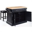 Crosley Furniture Oxford Wood Kitchen Island with Square Stools in Black