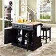 Crosley Furniture Oxford Wood Kitchen Island with Square Stools in Black