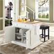 Crosley Furniture Oxford Wood Kitchen Island with Square Stools in White