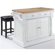 Crosley Furniture Oxford Wood Kitchen Island with Square Stools in White