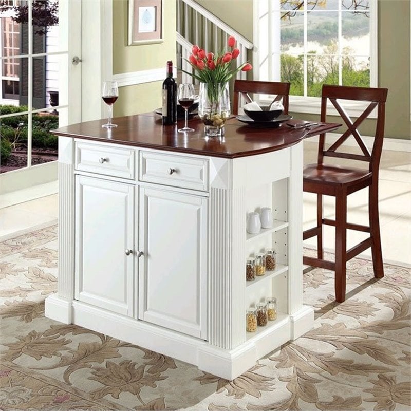 Crosley Coventry Drop Leaf Kitchen, White Kitchen Island With Drop Leaf