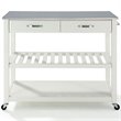 Crosley 2 Drawer Stainless Steel Top Kitchen Cart in White