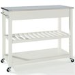 Crosley 2 Drawer Stainless Steel Top Kitchen Cart in White