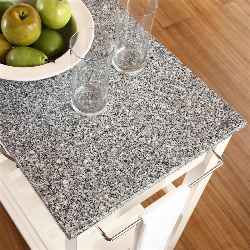 Crosley Furniture 2-Drawers Granite Top Kitchen Cart in White/Gray