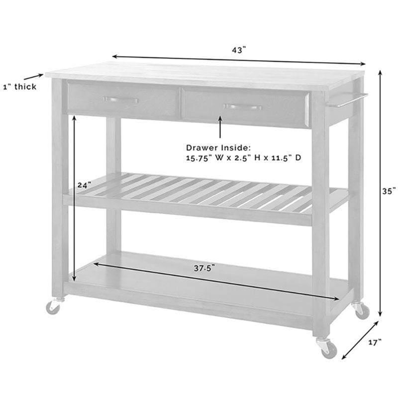 Crosley Furniture 2-Drawers Granite Top Kitchen Cart in White/Gray