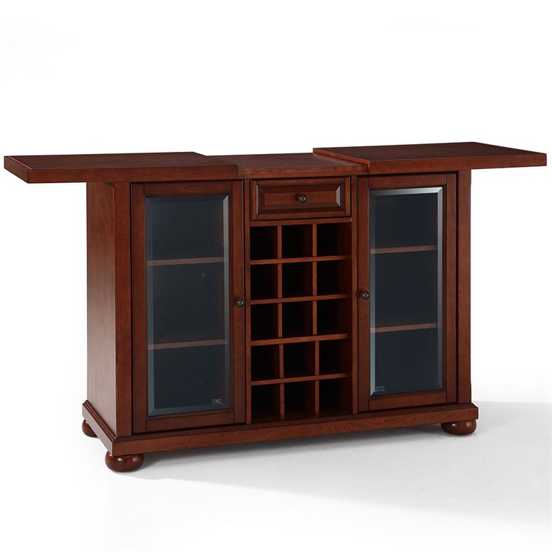Crosley Furniture Alexandria Sliding Top Engineered Wood Bar Cabinet in Mahogany