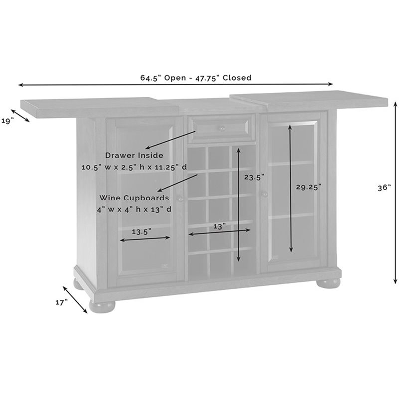 Crosley Alexandria Sliding Top Bar in Mahogany
