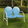 Crosley Griffith Metal Patio Loveseat in White and Sky Blue
