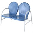 Crosley Griffith Metal Patio Loveseat in White and Sky Blue