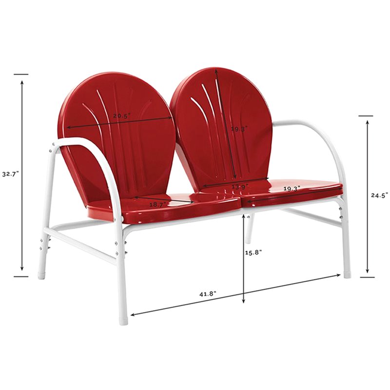 Crosley Griffith Metal Patio Loveseat in White and Red Cymax Business