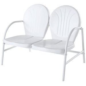 crosley griffith metal patio loveseat in white