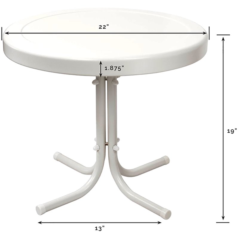 Crosley Retro Metal Patio End Table In White Co1011a Wh Crosley Retro Metal Patio End Table In