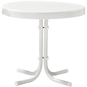 Crosley Furniture Retro Metal Steel Patio End Table in White