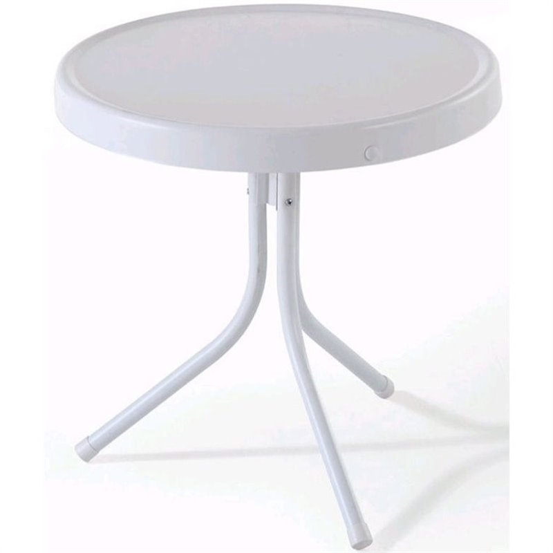 Crosley Retro Metal Patio End Table In White Co1011a Wh