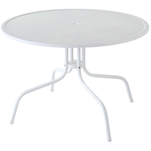 Crosley Furniture Griffith Metal 39&quot Round Patio Dining Table in White